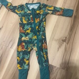 Little Sleepies Teal Jungle Animal One Piece